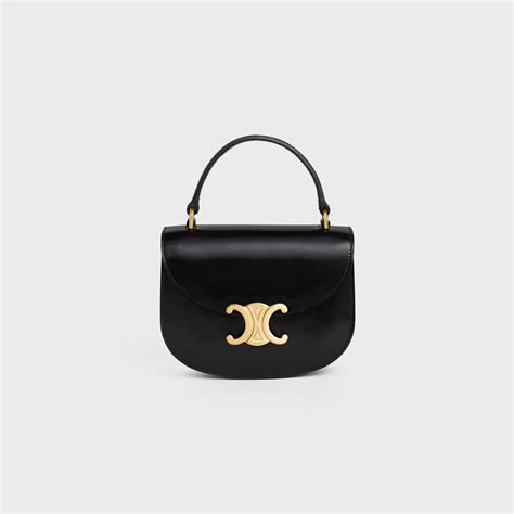 celine besace clea mini|CELINE Shiny Calfskin Triomphe Mini Besace Clea Black .